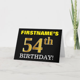 Carte Black, Imitation Gold "54th BIRTHDAY"