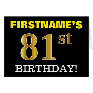Carte Black, Imitation Gold "81st BIRTHDAY"