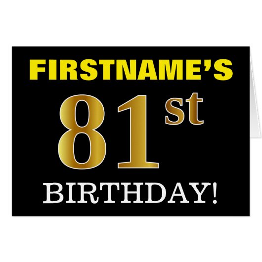 Carte Black, Imitation Gold "81st BIRTHDAY" (Devant horizontal)