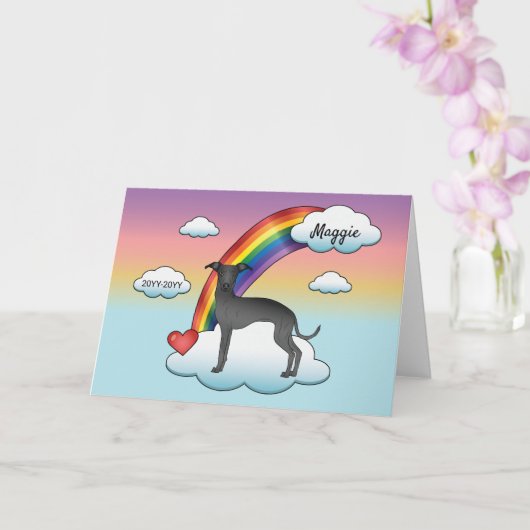 Carte Black Italian Greyhound Cute Dog Rainbow Memorial (Orchidée)