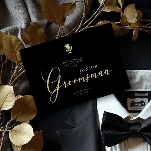Carte Black Junior Groomsman Chic Wedding Proposal