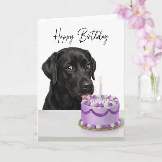 Carte Black Lab Birthday Cake Inspector (Orchidée)
