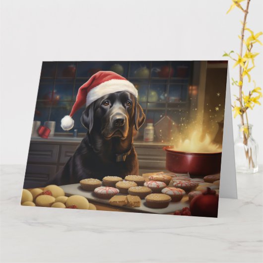 Carte Black Lab Christmas Cookies Festive Holiday (Fleur jaune)