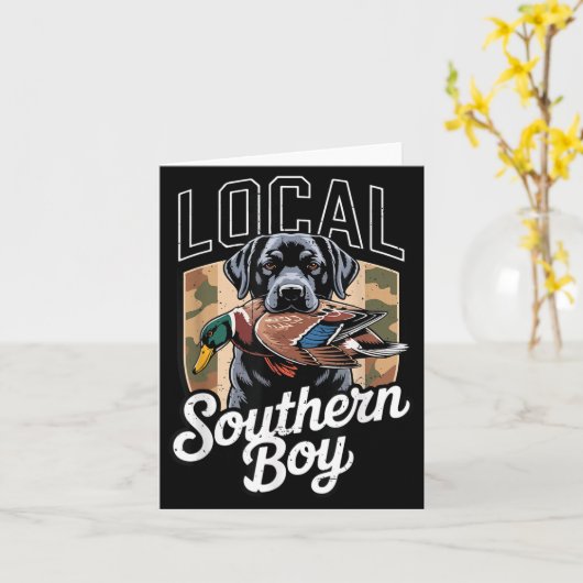 Carte Black Lab Dog Local Southern Boy Camo Duck Hunting (Fleur jaune)