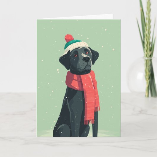 Carte Black Lab Holiday Greeting (Devant)