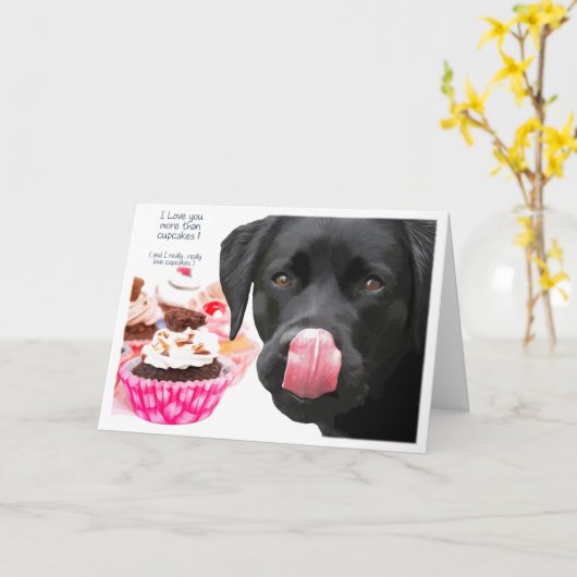 Carte Black Lab I Love You Card - Chien que je t'aime (Fleur jaune)