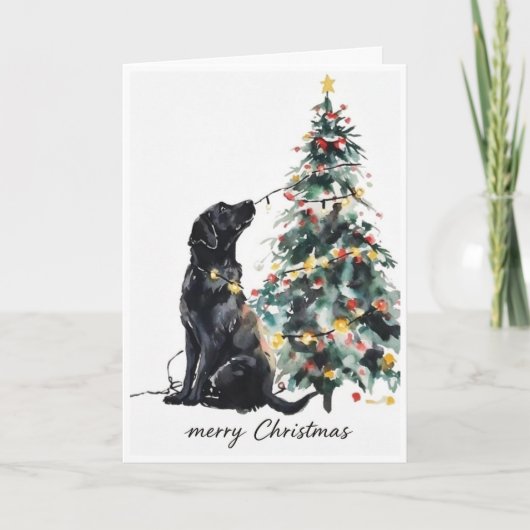 Carte Black lab Joyeux Noël (Devant)