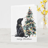 Carte Black lab Joyeux Noël (Fleur jaune)