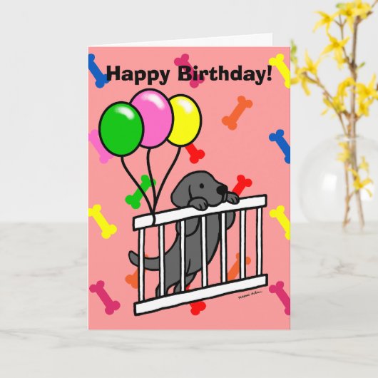 Carte Black Lab Puppy & Puppy Gate 1 Cartogramme Anniver (Fleur jaune)