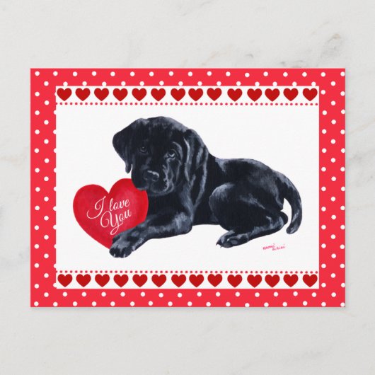 Carte Black Lab Puppy Valentine's Day (Devant)