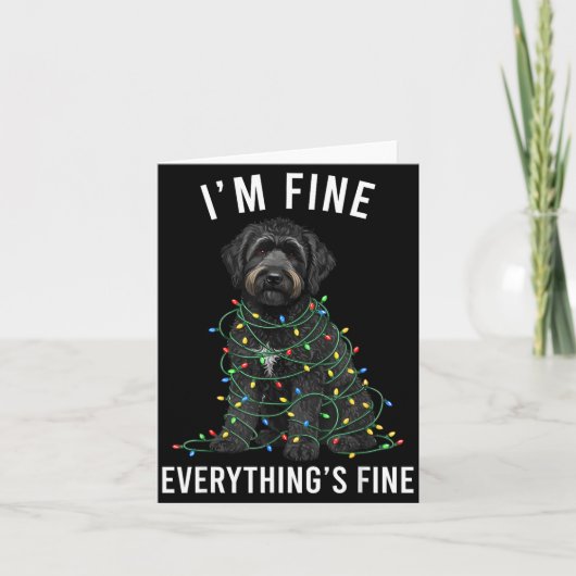Carte Black Labradoodle Christmas I'm Fine Everything Is (Devant)