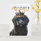 Carte Black Labradoodle King pour une journée d'annivers (Fleur jaune)