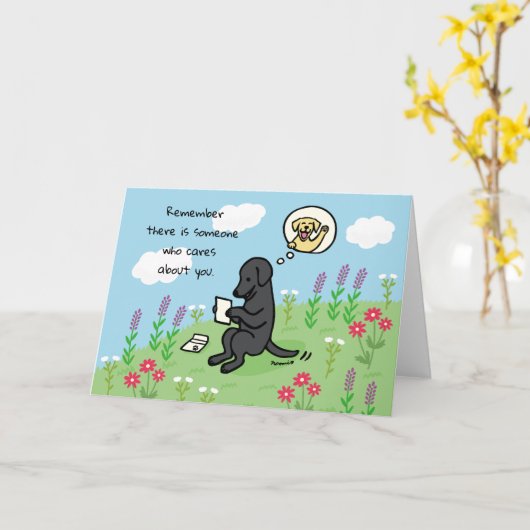 Carte Black Labrador and Letter (Fleur jaune)