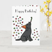 Carte Black Labrador Birday Party Confetti (Fleur jaune)