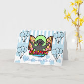 Carte Black Labrador Blue Nouveau bébé garçon Félicitati (Fleur jaune)