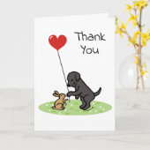 Carte Black Labrador et Little Friend Merci (Fleur jaune)