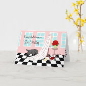 Carte Black Labrador Félicitations Mariage (Fleur jaune)