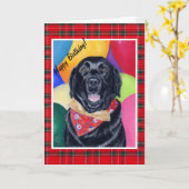 Carte Black Labrador Joyeux tableau d'anniversaire (Fleur jaune)