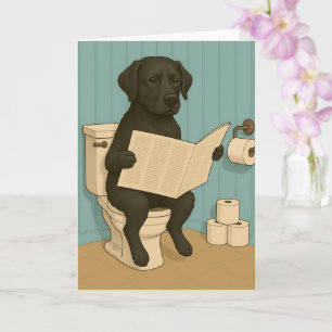 Carte Black Labrador Lecture journal sur Toilet