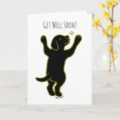 Carte Black Labrador Puppy Hug Get Well Card (Fleur jaune)