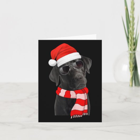 Carte Black Labrador Retriever Christmas Lights Santa Ha (Devant)