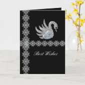 Carte Black Lace Diamond Swan Meilleurs voeux Anni (Fleur jaune)