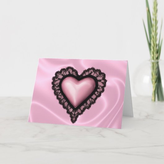 Carte Black Lace rose Valentine's Day Heart Card (Devant)