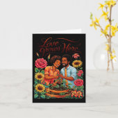 Carte Black Love Afro-Américain Couple Sketch Valentin (Fleur jaune)
