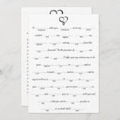 Carte Black Love Coeur Mariage Libs Jeu (Devant / Derrière)