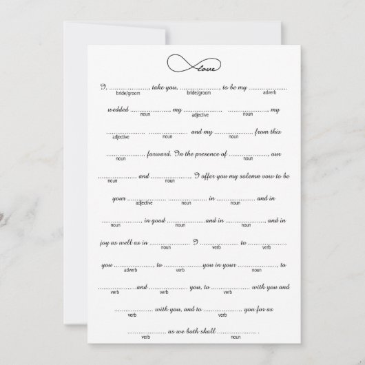 Carte Black Love Infinity Mariage Libs Jeu (Devant)