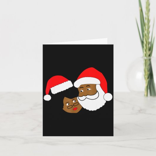 Carte Black Loving Santa Claus And Mrs. Claus Ethnic Chr (Devant)