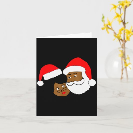 Carte Black Loving Santa Claus And Mrs. Claus Ethnic Chr (Fleur jaune)
