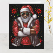 Carte Black Man Melanin Noël Noël Noël Noël Claus vilain (Fleur jaune)