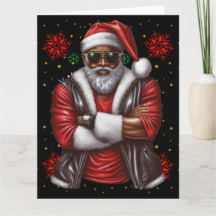 Carte Black Man Melanin Noël Noël Noël Noël Claus vilain