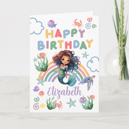 Carte Black Mermaid Birthday Card in White (Devant)
