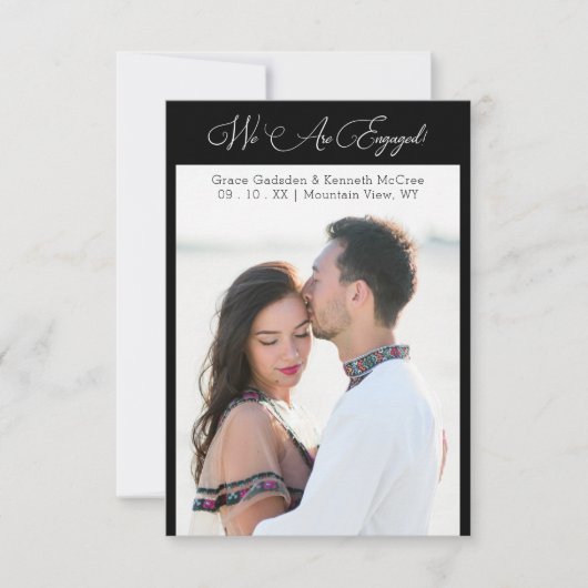 Carte Black Minimalist Personalized Photo Elegant Script (Devant)
