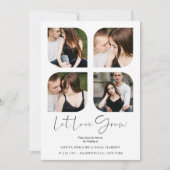 Carte Black Modern Chic Clover Collage 4 Photos Wedding (Devant)