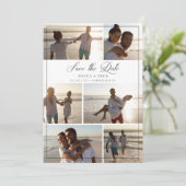 Carte Black Modern Chic Collage 6 Photos Couple Mariage (Debout devant)