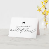 Carte Black Modern Ribbon Bow Be My Maid of Honor (Fleur jaune)