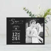 Carte Black Nice Modern Romantic Wedding Photo (Debout devant)