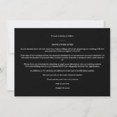 Carte Black Nice Modern Romantic Wedding Photo (Dos)