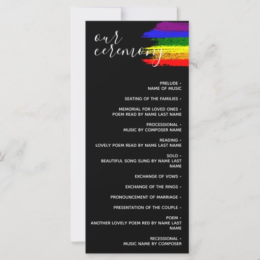 Carte Black Paint Strokes Pride drapeau LGBT Mariage (Devant)