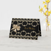 Carte Black Pearl Bow Meilleurs voeux ou Anniversa (Fleur jaune)