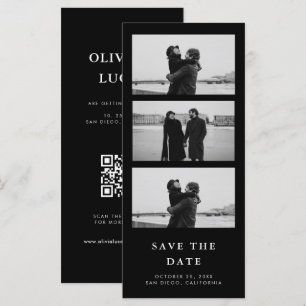 Carte Black Photo Strip QR Code Mariage Enregistrer La D