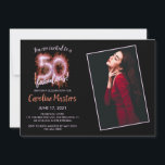 Carte Black Pink 50 et toujours Fabulous 50th Birthday P<br><div class="desc">Une invitation photo design, noire et rose pâle moderne 50e anniversaire vous pouvez personnaliser et envoyer pour votre cinquantième anniversaire bash. Remplacez l'exemple de photo par l'un des vôtres. Les couleurs de texte rose et tangerine peuvent être modifiées ainsi que la taille de police et de police à l'aide du...</div>