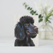 Carte Black Poodle | Dog Watercolor Pet Card (Debout devant)