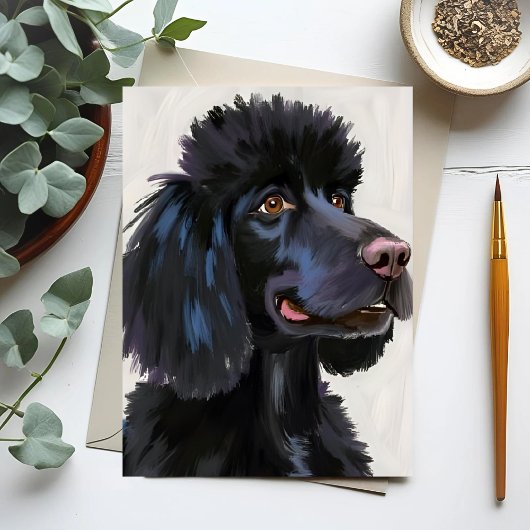 Carte Black Poodle | Dog Watercolor Pet Card
