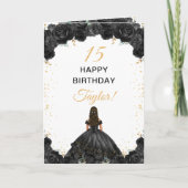 Carte Black Princess Floral Joyeux anniversaire (Devant)