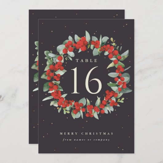 Carte Black Red Berries+Eucalyptus (Devant / Derrière)