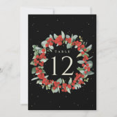 Carte Black Red Berry+Eucalyptus Christmas Numéro de tab (Devant)